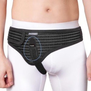 Velpeau Hernia Belt for Men and Women, Fits Left or Right Side, Inguinal, Groin Hernia Support Truss Underwear Briefs, Pain Relief Recovery Adjustable Strap with Removable Compression Pad (Black, M)