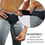 Everyday Medical Inguinal Hernia Support Belt for Men I Fits Left or Right Side I Post Surgery Men and Womens Hernia Support Truss for Inguinal, Groin Hernias I Adjustable Waist Strap I Black | S/M