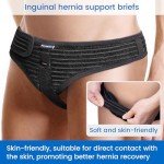 Velpeau Hernia Belt for Men and Women, Fits Left or Right Side, Inguinal, Groin Hernia Support Truss Underwear Briefs, Pain Relief Recovery Adjustable Strap with Removable Compression Pad (Black, M)