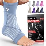 Light Blue Ankle Compression Sleeve with Strap