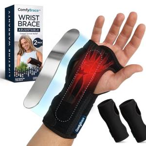 ComfyBrace® Adjustable Carpal Tunnel Wrist Braces (2-Pack)