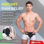 Hernia Belt for Men & Women. Femoral, Umbilical, Inguinal Hernia Belts. Groin Brace Truss Support Guard With Removable Compression Pad. Comfortable Adjustable Waist Strap Hernia Guard Black L-XL