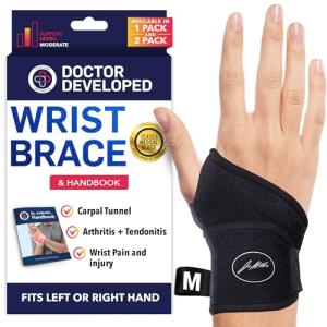 Dr. Arthritis Doctor Developed Copper Wrist Brace/Wrap for Carpal Tunnel Support, Splint Brace -F.D.A. Medical Device & Doctor Handbook-Night Support for Women Men-Right & Left hands (Single)