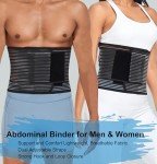 Abdominal Binder Post Surgery Hernia Support Belt Belly Wrap for Men Women, Post-Surgery Stomach Compression Belly Band for Post C Section, Natural Birth, Abdominal Injuries (Black, Small/Medium)
