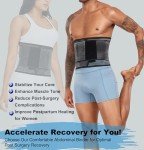 Abdominal Binder Post Surgery Hernia Support Belt Belly Wrap for Men Women, Post-Surgery Stomach Compression Belly Band for Post C Section, Natural Birth, Abdominal Injuries (Black, Small/Medium)