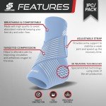 Light Blue Ankle Compression Sleeve with Strap