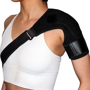 Adjustable Shoulder Brace for Injury Relief (Black)