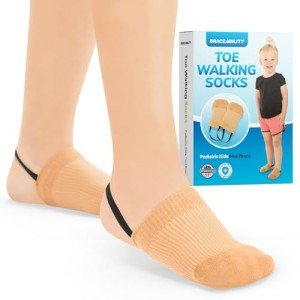 Pediatric Toe Walking Socks for Kids (M - Beige)