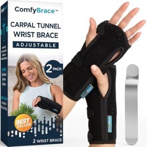 ComfyBrace® Adjustable Carpal Tunnel Wrist Braces (2-Pack)