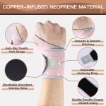 2 Pack Adjustable Copper Wrist Braces for Pain Relief