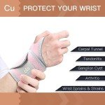 2 Pack Adjustable Copper Wrist Braces for Pain Relief