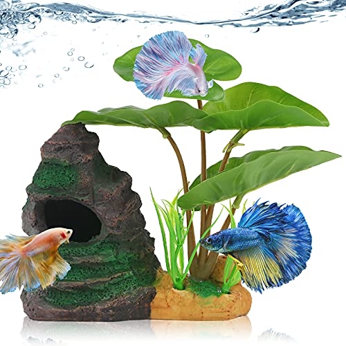 Betta Fish Leaf Pad Hammock & Cave Decor
