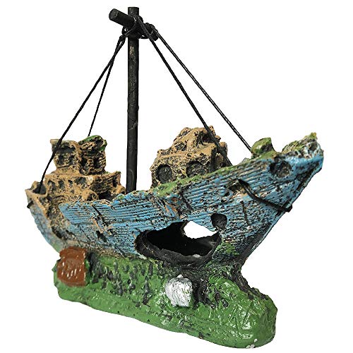 Aquarium Resin Boat Ornament - Sunken Ship Decor