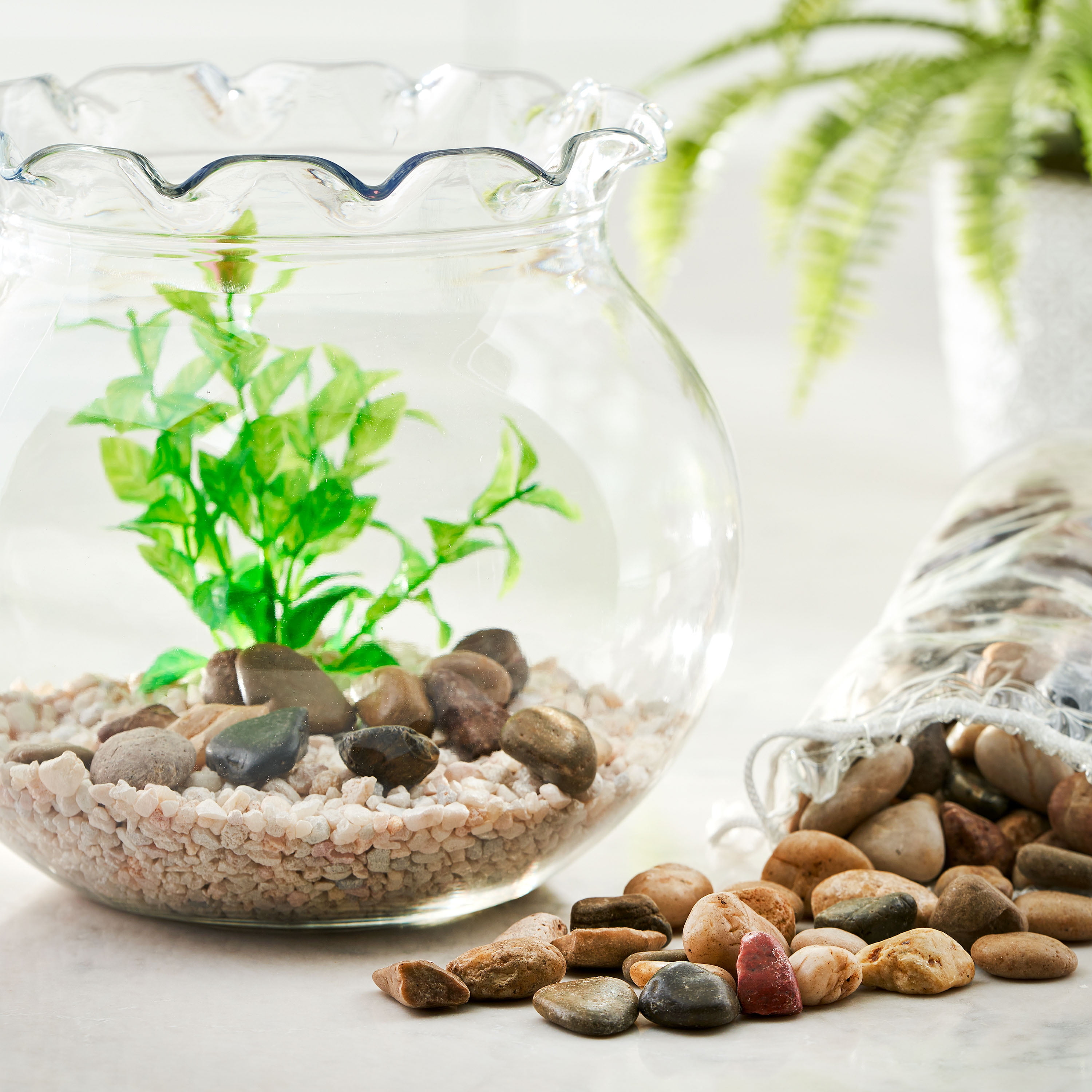 Aquarium Gravel Mix with Large Brown Rocks 38 oz