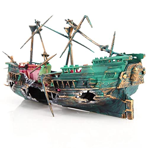 Shipwreck Aquarium Decorations with Air Bubbler