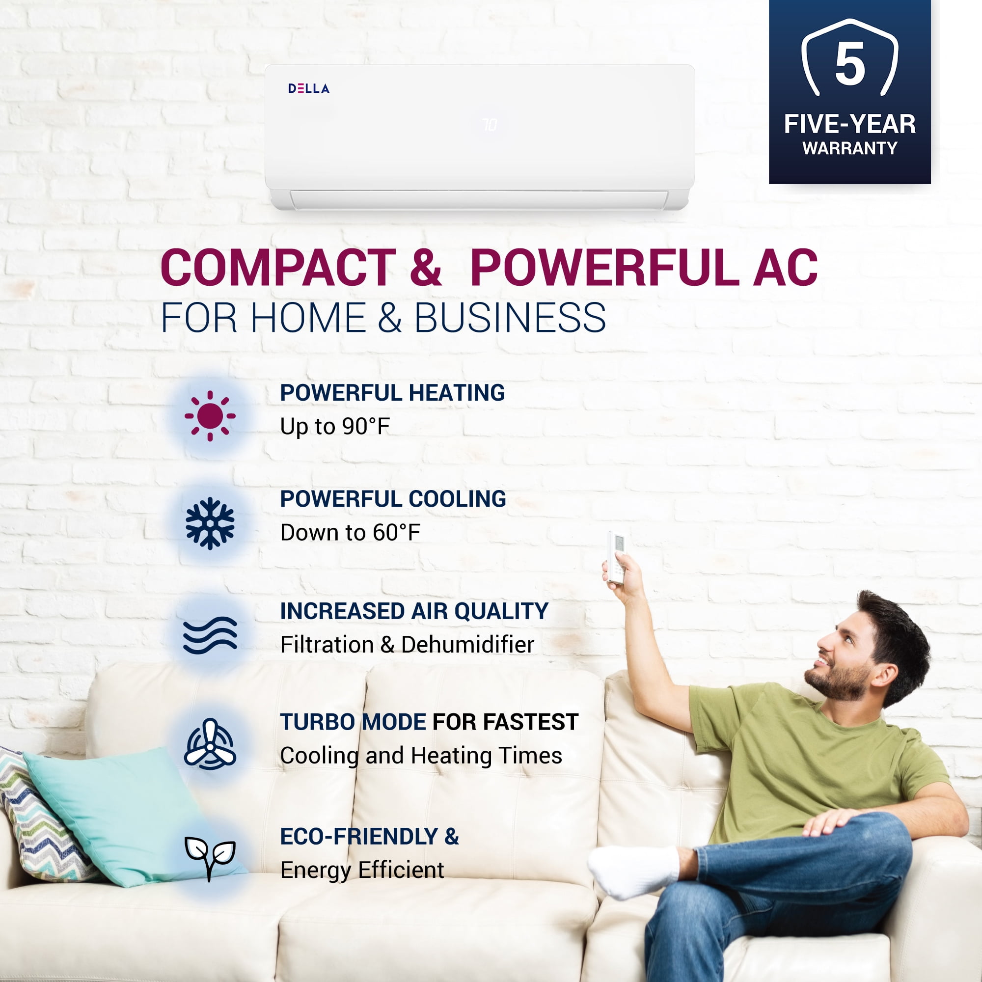 DELLA 18K BTU Multi Zone Ductless AC System