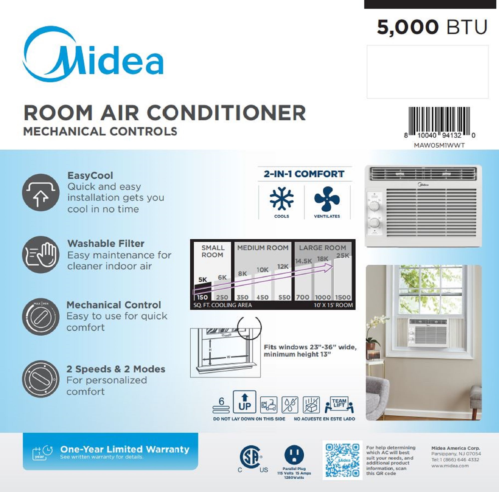 Midea 5,000 BTU Window Air Conditioner, White