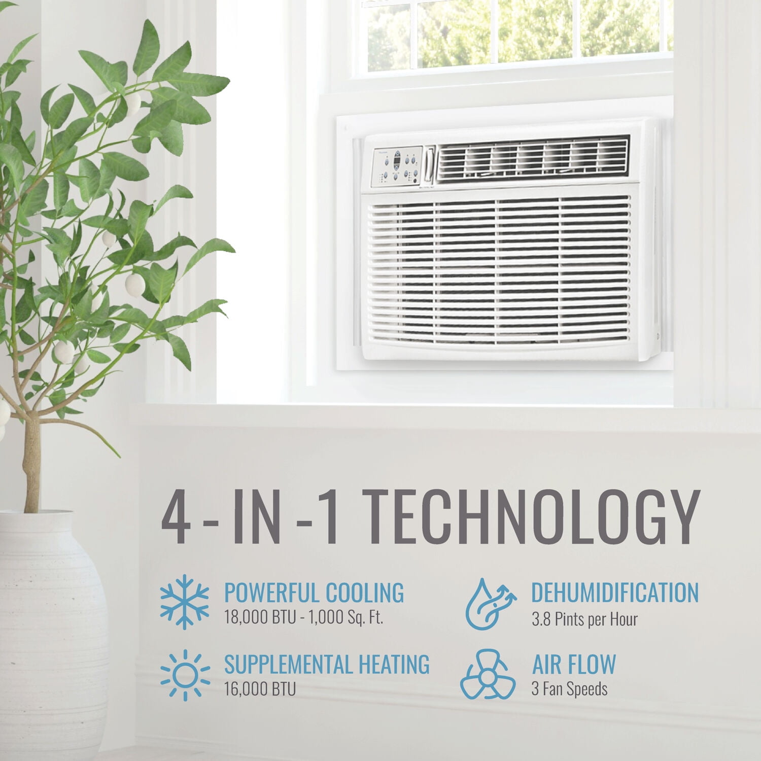 Keystone 18,000 BTU Window Air Conditioner with Heating
