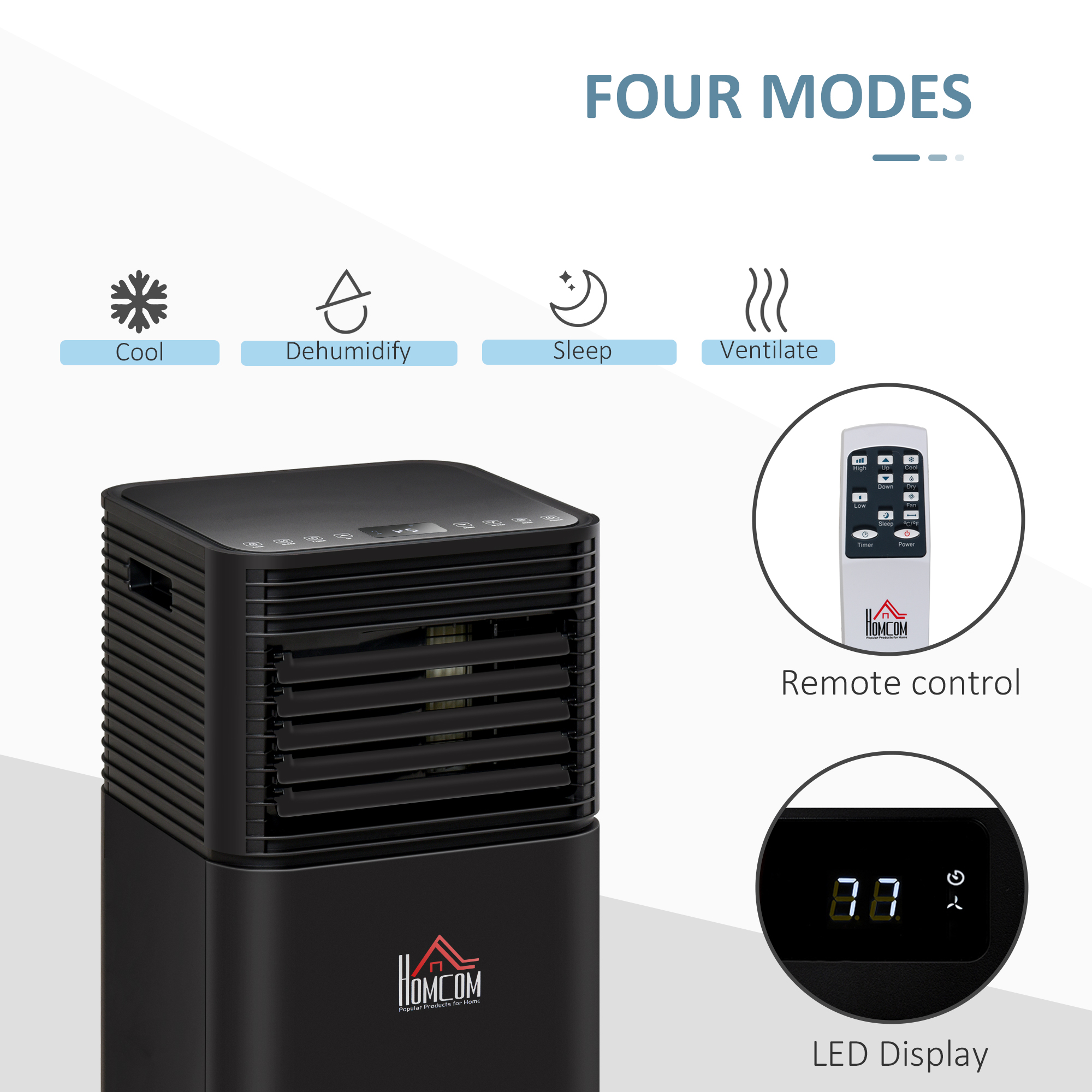 HOMCOM 8000 BTU Portable Air Conditioner with Remote