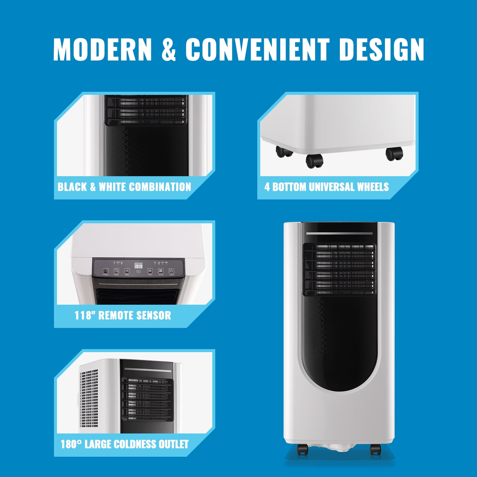 WANAI 8,000 BTU Portable Air Conditioner & Dehumidifier