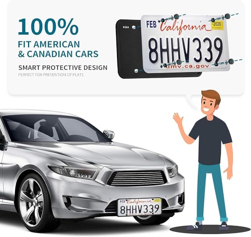 Aujen Silicone License Plate Frame, Universal Black