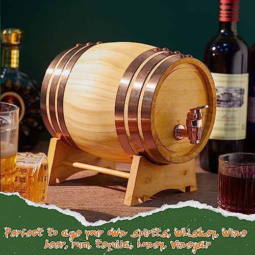 2L Oak Barrel with Stand for Home Decor