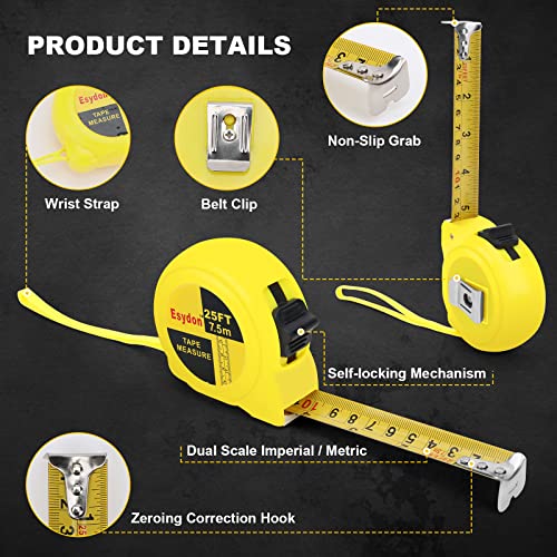 Versatile 2-Pack Tape Measure with Imperial/Metric Scale - Ideal for Woodworking