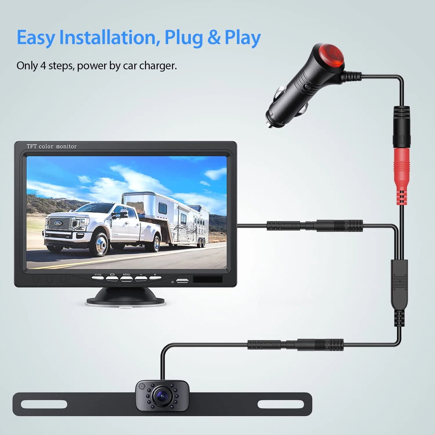 eRapta 1080P Backup Camera with 7” Monitor
