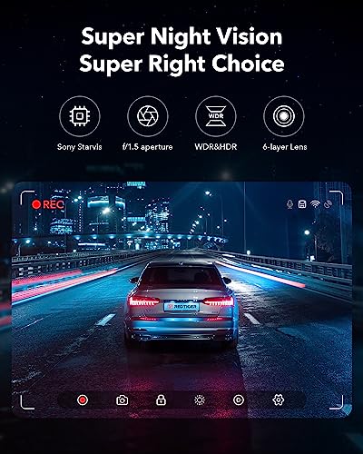 REDTIGER 4K/2.5K Dual Dash Cam with Wi-Fi