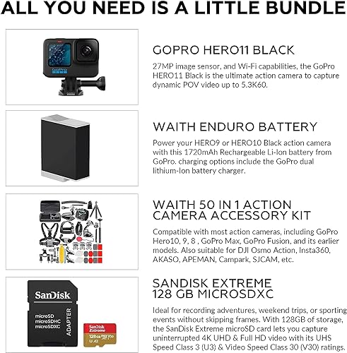 GoPro HERO11 Black Bundle with Accessories & Memory Card