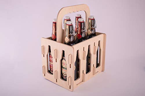 Rustic Wooden Beer Carrier - Set of 6