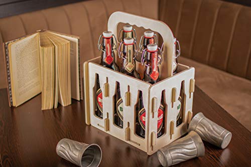 Rustic Wooden Beer Carrier - Set of 6