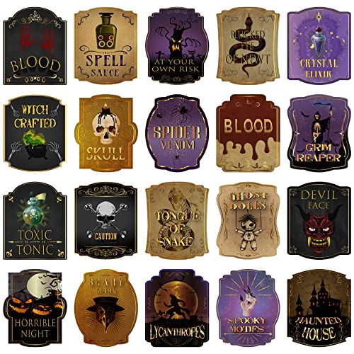 80-Pack Halloween Animal Apothecary Labels for Parties
