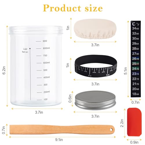 Sourdough Starter Jar Set with Thermometer 1000ml