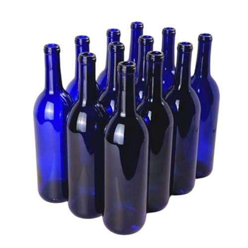 Cobalt Blue 750ml Bordeaux Wine Bottles - 12 Pack