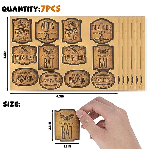 84pcs Vintage Halloween Wine Bottle Labels Set