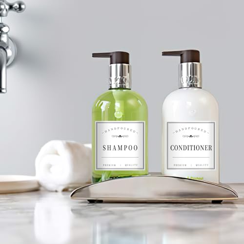 12 Waterproof Bathroom Bottle Labels - Minimalist Design