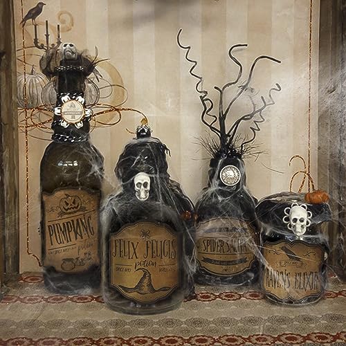 84pcs Vintage Halloween Wine Bottle Labels Set