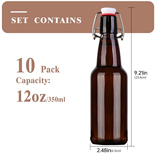 Amber Beer Bottles with Flip Caps, 10 Pack