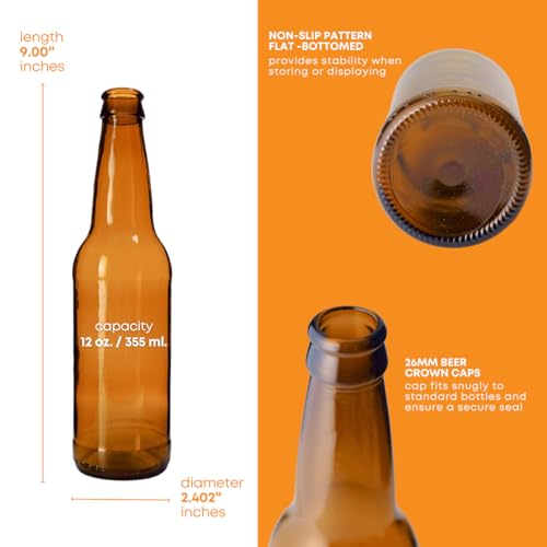 24-Pack Amber Longneck Glass Beer Bottles