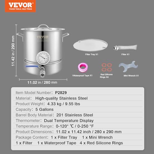 5-Gallon Stainless Steel Beer Brew Kettle