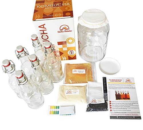 Deluxe Kombucha Starter Kit with SCOBY and Bottles