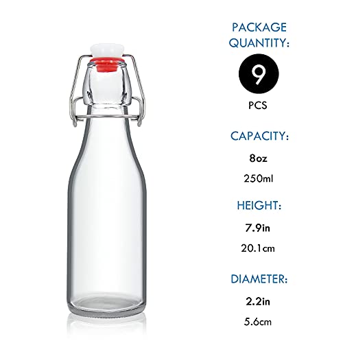 8oz Glass Swing Top Bottles - 9 Pack