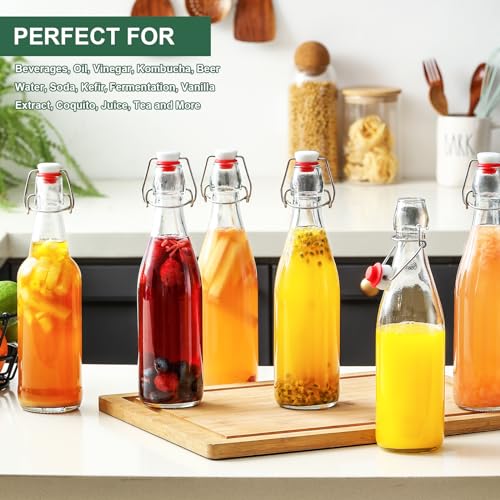 8 Pack 16 Oz Flip Top Glass Bottles