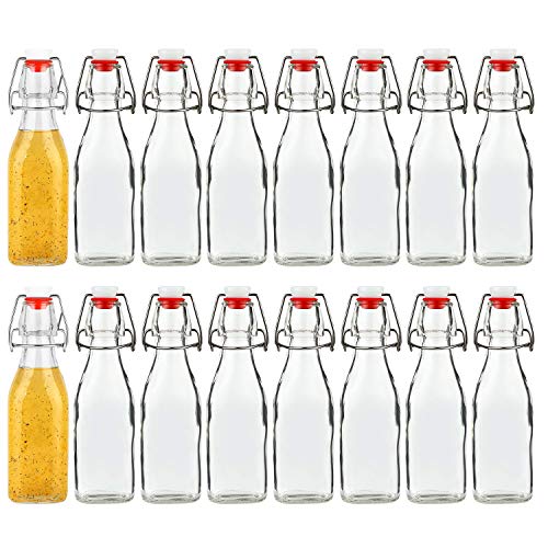 Encheng 8oz Glass Bottles with Airtight Lids - 16 Pack