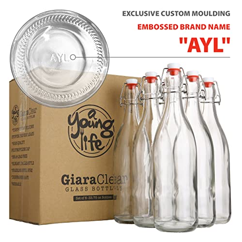 Airtight Flip Top Glass Bottles - 1L Pack of 6