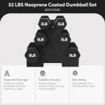 BalanceFrom 32 lb Neoprene Dumbbell Set with Stand