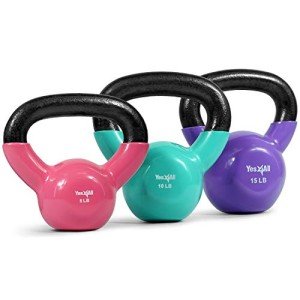 Yes4All Vinyl Coated Kettlebell Set - 5-15 lbs