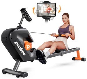 Pooboo Magnetic Rowing Machine with LCD Monitor