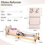 Foldable Oak Wood Pilates Reformer with Accessories